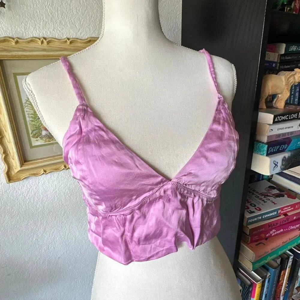 Aerie Size Large Pink Satin Bra top